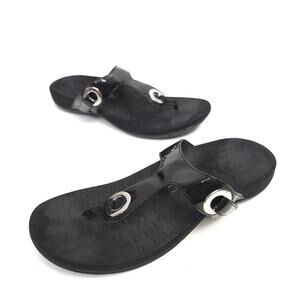 Vionic Black Sandal Size 7 Patent Toe Post Adjustable Orthotic​​